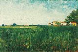 Vincent van Gogh Farmhouses in a Wheat Field Near Arles painting